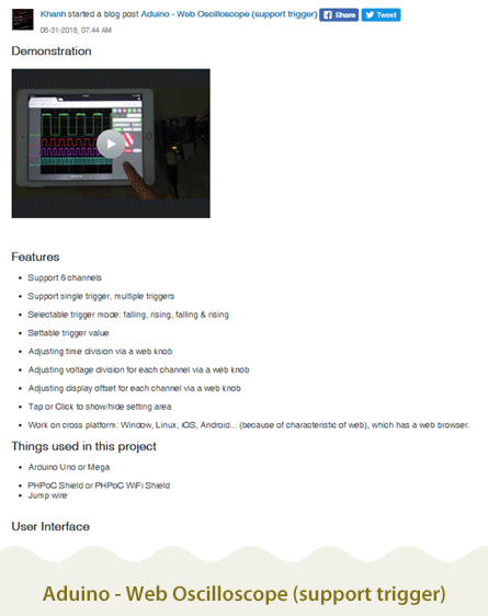 Aduino - Web Oscilloscope (support trigger)