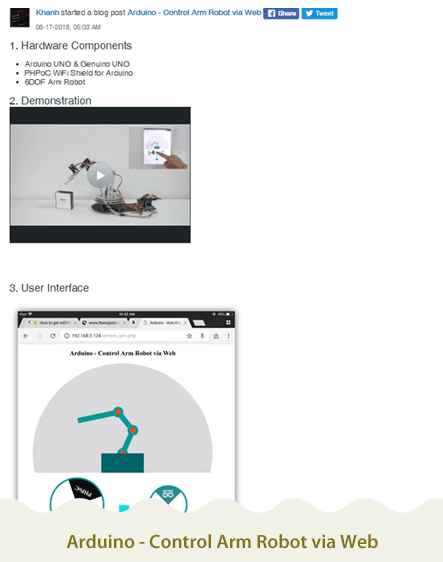 Arduino - Control Arm Robot via Web