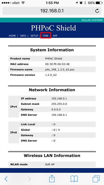 Time Setup Page